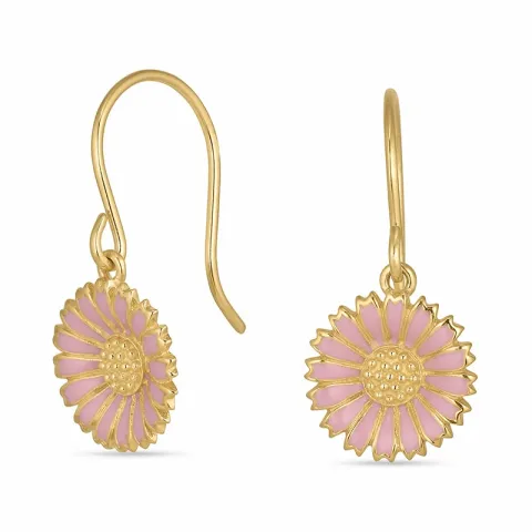 11,5 mm margriet pink oorbellen in verguld sterlingzilver - Marie