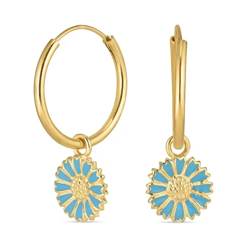18 mm margriet blauwe creool in verguld zilver - Marie