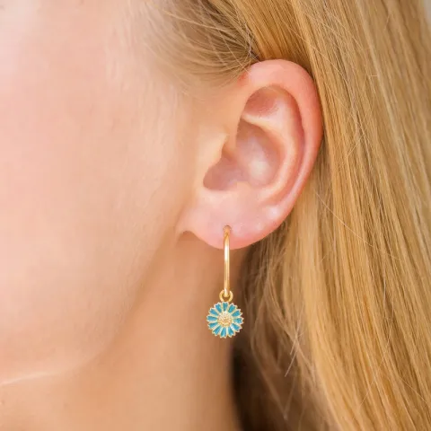 18 mm margriet blauwe creool in verguld zilver - Marie