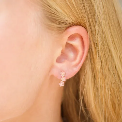 margriet pink oorsteker in verguld zilver - Majse