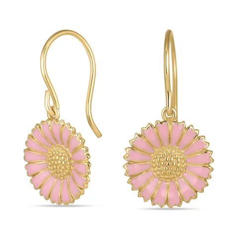 14,5 mm margriet pink oorbellen in verguld zilver - Marie