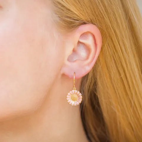 14,5 mm margriet pink oorbellen in verguld zilver - Marie