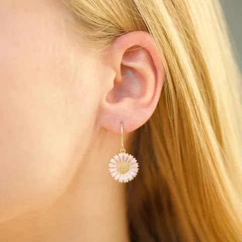 14,5 mm margriet pink oorbellen in verguld zilver - Marie