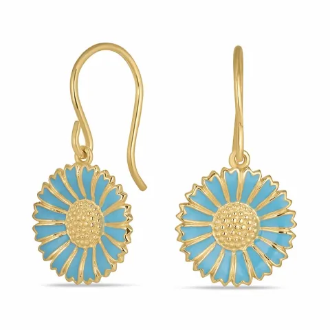 14,5 mm margriet blauwe oorbellen in verguld zilver - Marie