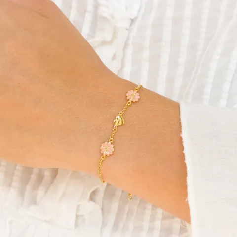 hart margriet roze armband in verguld sterlingzilver - Maggie