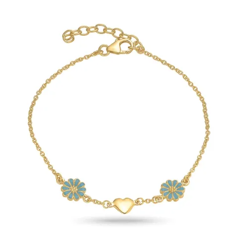 hart margriet blauwe armband in verguld sterlingzilver - Maggie
