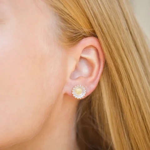 11,5 mm margriet paarse oorsteker in verguld sterlingzilver - Marie