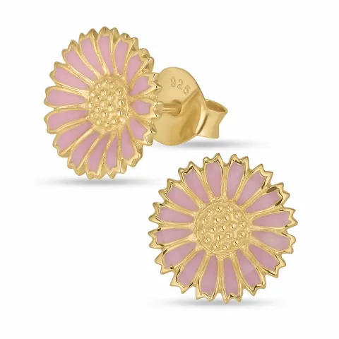 12 mm margriet pink oorsteker in verguld sterlingzilver - Marie