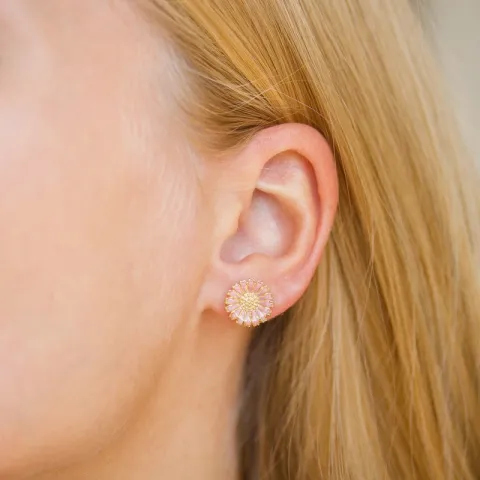 12 mm margriet pink oorsteker in verguld sterlingzilver - Marie