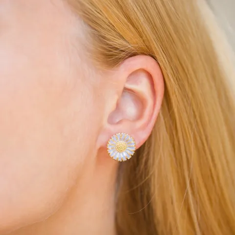 14 mm margriet paarse oorsteker in verguld zilver - Marie