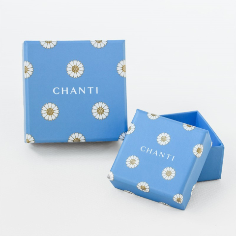 14 mm margriet blauwe oorsteker in verguld zilver - Marie