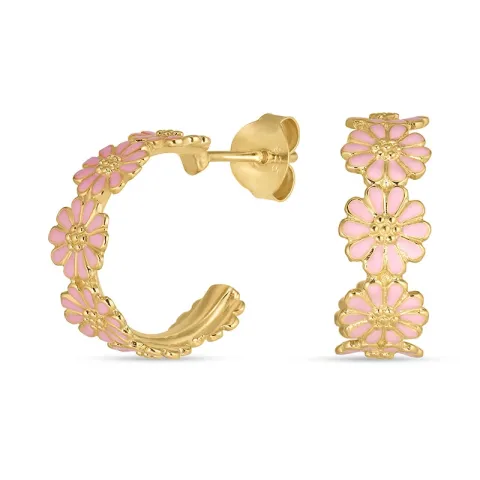 margriet pink oorsteker in verguld sterlingzilver - Maggie