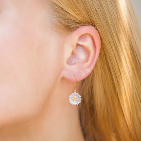 11 mm margriet paarse oorbellen in verguld sterlingzilver - Marie