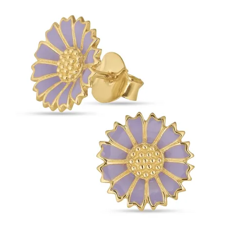 11,5 mm margriet paarse oorsteker in verguld sterlingzilver - Marie
