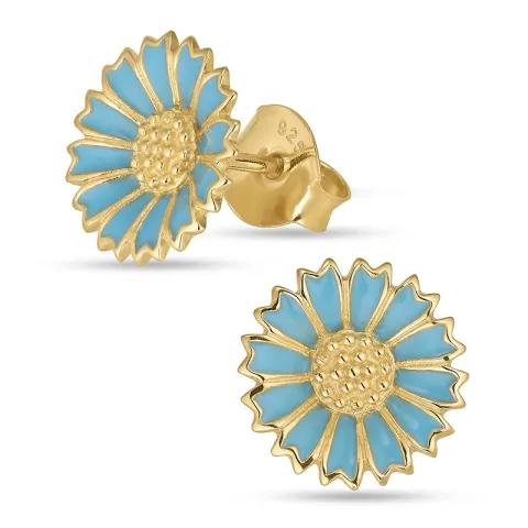 11 mm margriet blauwe oorsteker in verguld sterlingzilver - Marie