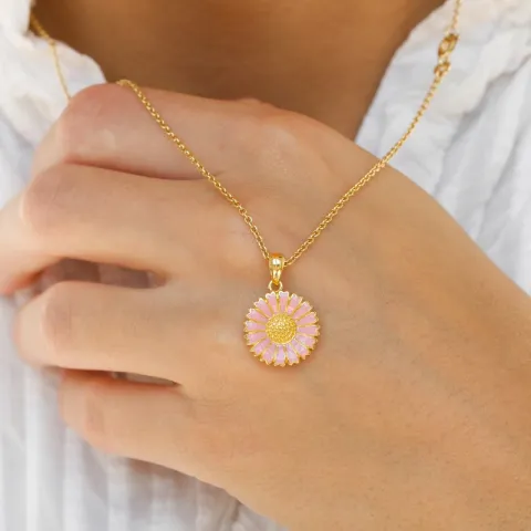 14,5 mm margriet pink hanger in verguld sterlingzilver - Marie