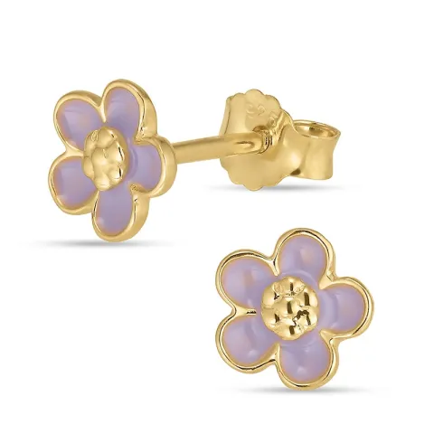 6 mm margriet paarse oorsteker in verguld sterlingzilver - Majse