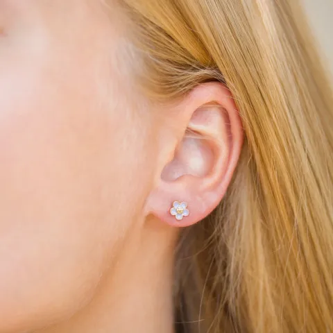 6 mm margriet paarse oorsteker in verguld sterlingzilver - Majse