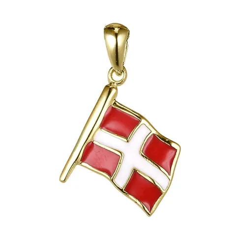 Dannebrog vlag hanger in verguld sterlingzilver