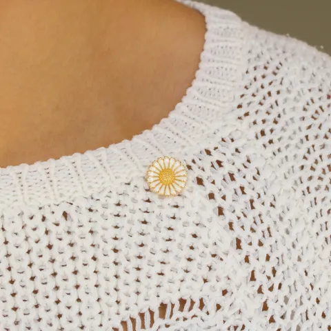 14 mm margriet broche in verguld sterlingzilver - Marie