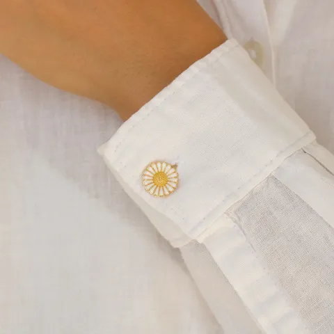 14 mm margriet broche in verguld sterlingzilver - Marie