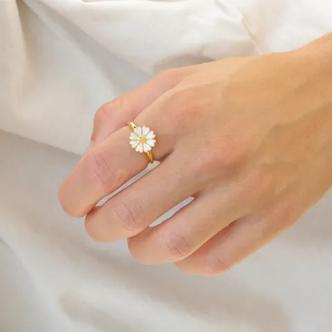 11 mm margriet ring in verguld sterlingzilver - Magda