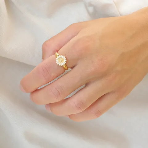 10 mm margriet ring in verguld sterlingzilver - Matilda