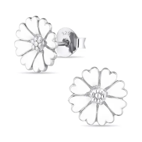 11 mm margriet oorsteker in zilver - Magda