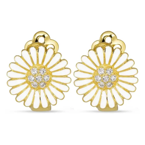 14 mm margriet oorbellen in verguld zilver - Matilda
