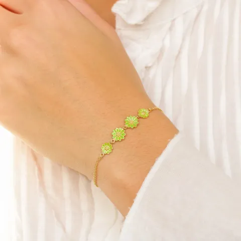 margriet lichtgroene armband in verguld sterlingzilver