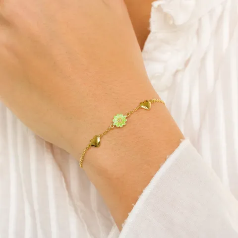 hart margriet lichtgroene armband in verguld sterlingzilver