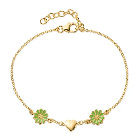 hart margriet lichtgroene armband in verguld sterlingzilver