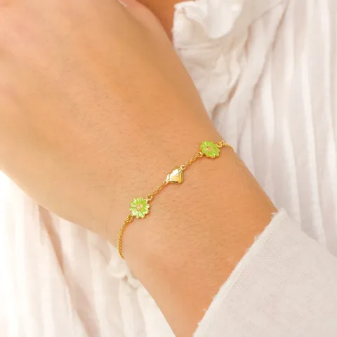 hart margriet lichtgroene armband in verguld sterlingzilver