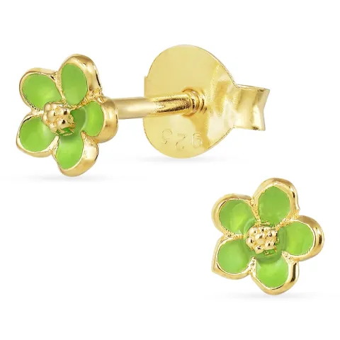 4,5 mm margriet lichtgroene oorsteker in verguld zilver - Majse