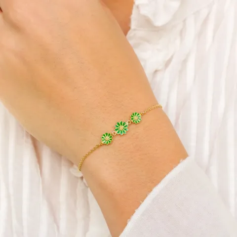 margriet donkergroen armband in verguld sterlingzilver