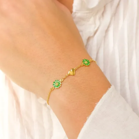 hart margriet donkergroen armband in verguld sterlingzilver