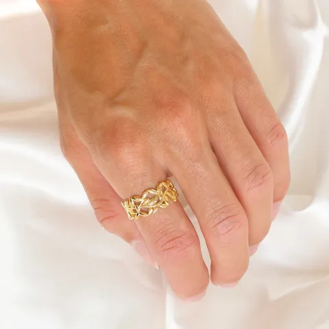 blad ring in verguld sterlingzilver