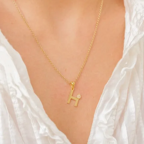 letter h hanger in verguld sterlingzilver