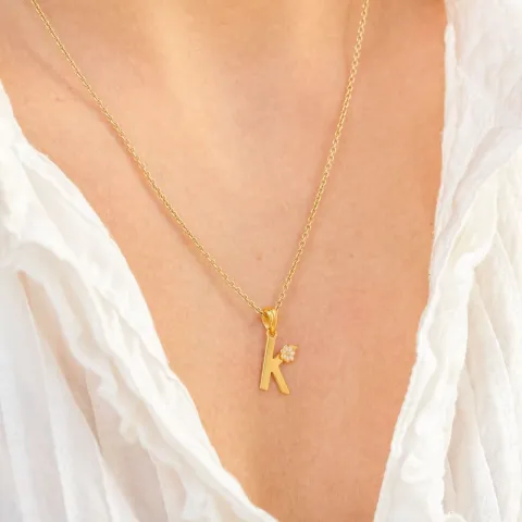 letter k hanger in verguld sterlingzilver