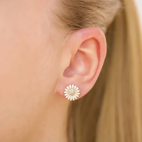 margriet witte zirkoon oorsteker in verguld sterlingzilver
