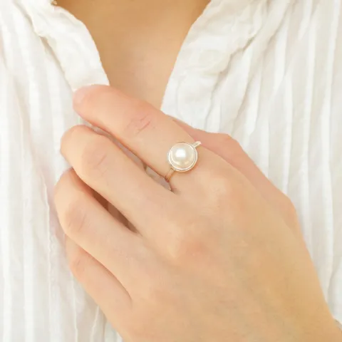 parel ring in zilver