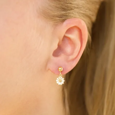 7 mm margriet oorsteker in verguld zilver - Maggie