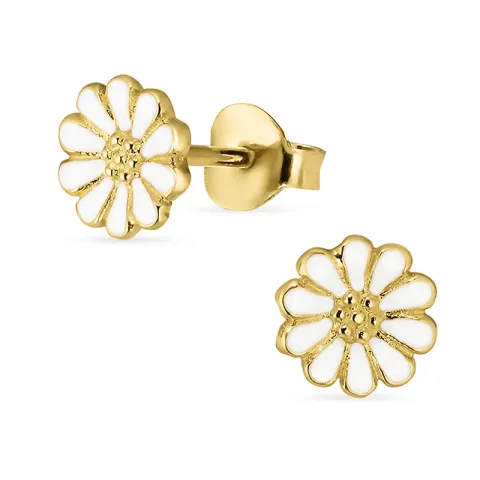 6,5 mm margriet oorsteker in verguld zilver