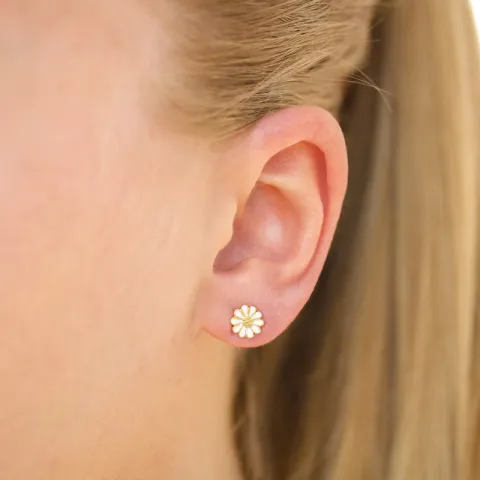 6,5 mm margriet oorsteker in verguld zilver