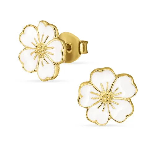 11 mm vergeet-mij-nietje oorsteker in verguld sterlingzilver