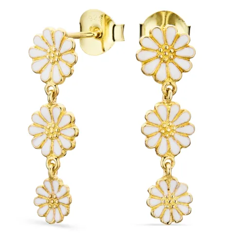 margriet oorbellen in verguld zilver