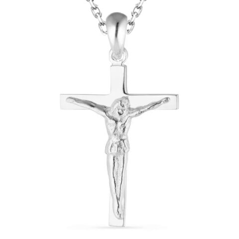 kruis ketting in zilver met hanger in zilver