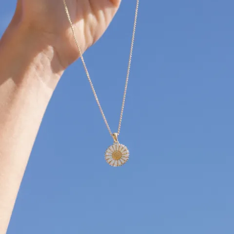 15 mm margriet ketting met hanger in verguld sterlingzilver - Marie