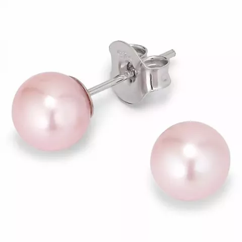 7-7,5 mm aa-graded pink parel oorstekers in zilver