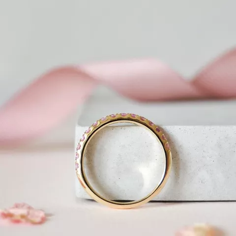 pink saffier mémoire ring in 14 karaat goud 0,71 ct